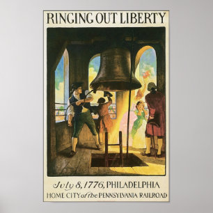 リンギングアウトリバティ1776年7月8日フィラデルフィア ポスター