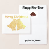 リンギングベルエレガントフラクタルアートメリークリスマス 箔カード (ディスプレー)