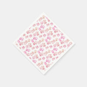 リンクされたオレンジ色のピンクのハートパターン(白パーティー上) スタンダードカクテルナプキン (角)