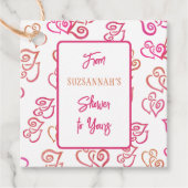 リンクされたオレンジ色のピンクのハートパターン(白パーティー上) フェイバータグ (正面)