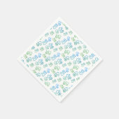 リンクされたグリーンブルーのハート柄のホワイトパーティー スタンダードカクテルナプキン (角)