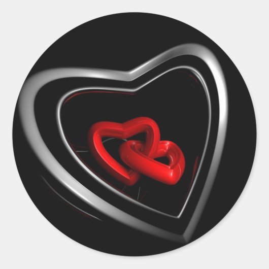 リンクされたハート ラウンドシール (正面)