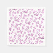 リンクされたピンクのハートパターン(白パーティー上) スタンダードカクテルナプキン (正面)