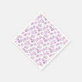 リンクされたピンクのハートパターン(白パーティー上) スタンダードカクテルナプキン (角)