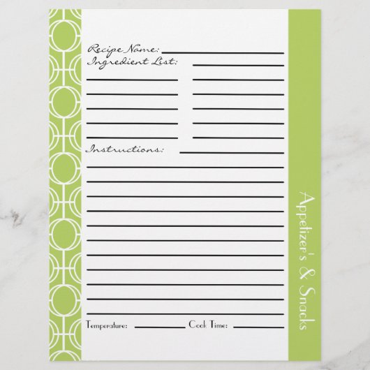 リンクされた永遠リングや輪レシピ挿入 – ライム (正面)