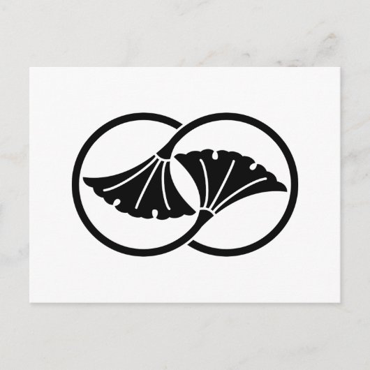 リンクしたイチョウの葉円 ポストカード (正面)