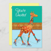 リンクのアイススケートのキリン 招待状 (正面/裏面)