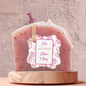 リンクオレンジとピンクのハート柄 ホワイトパーティー フェイバータグ