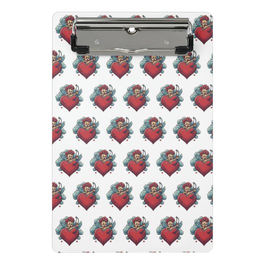 リンククラシック:ハートおよびキューピッドのクリップボード ミニクリップボード (正面)