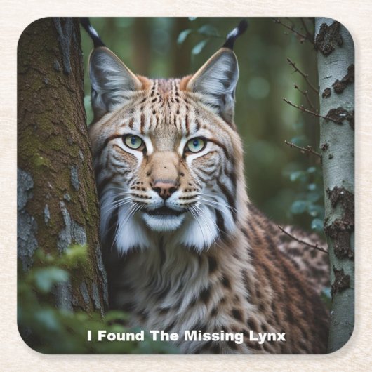 リンクスのコースター恋しく思を見つけた スクエアペーパーコースター (正面)