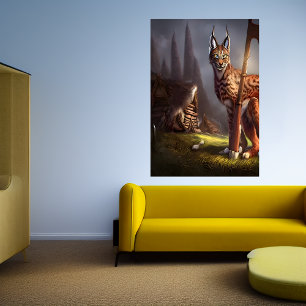 リンクスはバイキング村に座って   AIアートポスター ポスター