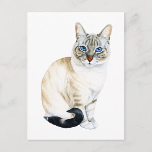 リンクス・ポイント・シャム猫絵を描手水彩 ポストカード
