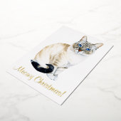 リンクス・ポイント・シャメゼ猫のパーソナライズされたクリスマス 箔シーズンカード (回転した状態)