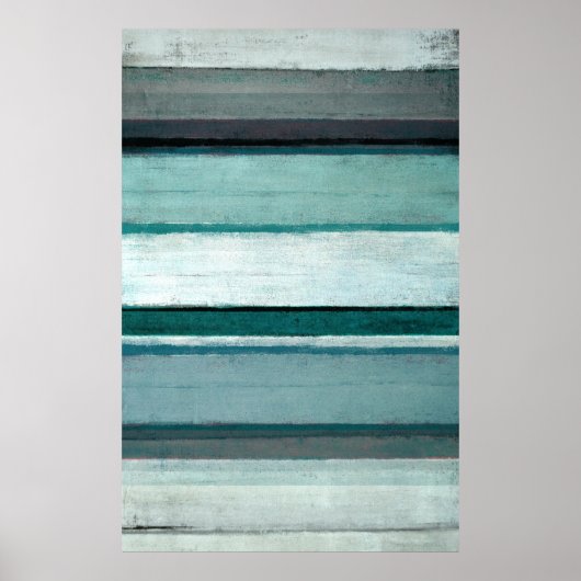 'リンク'ティール(緑がかった色)とグレー抽象芸術アート ポスター (正面)