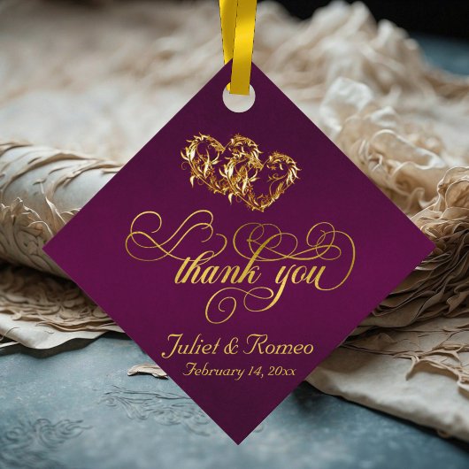 リンクハート書道 – 紫/金ゴールド フェイバータグ