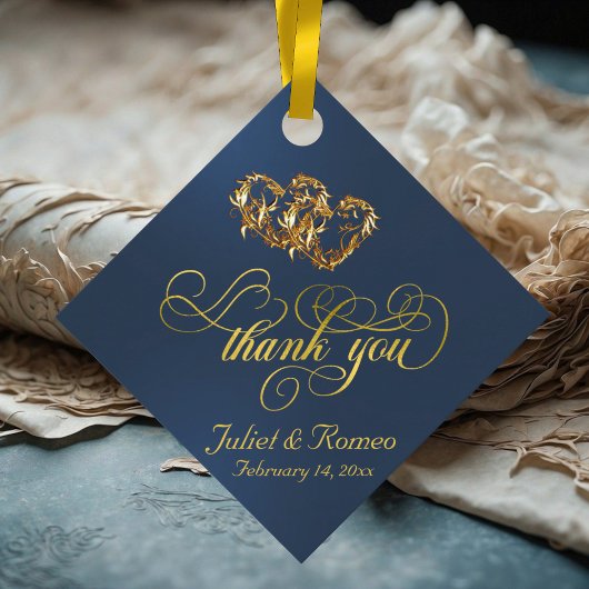 リンクハート書道 – 青/金ゴールド フェイバータグ