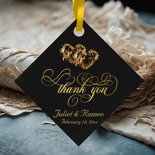 リンクハート書道 – 黒/金ゴールド フェイバータグ