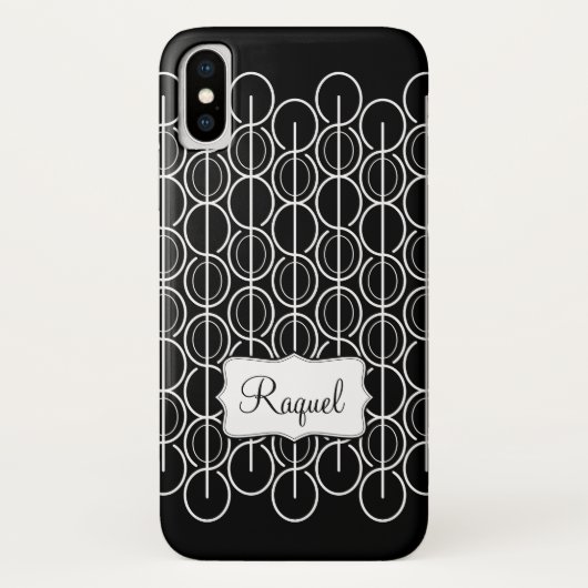 リンク付き楕円形グラフィック白黒の名前の電話ケース Case-Mate iPhoneケース (裏面)