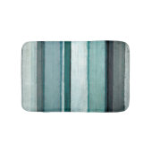 「リンク」ティール(緑がかった色)および灰色の抽象美術 バスマット (正面)