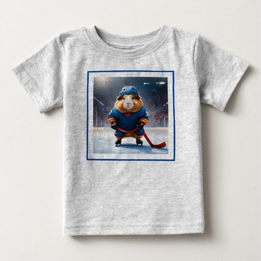 「リンク・ルーキー：アイスホッケーギニア豚」 ベビーTシャツ (正面)