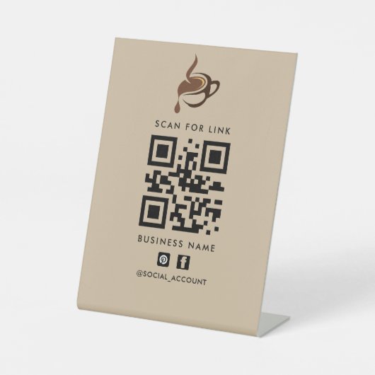 リンクQRコードサイン | リンクインバイオ | カフェ 台座サイン (正面)