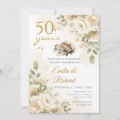 リングがデザインされた結婚50周年記念の招待状 招待状 (正面)