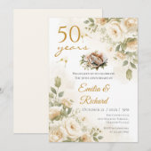 リングがデザインされた結婚50周年記念の招待状 招待状 (正面/裏面)