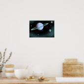リングで冠された青い惑星。 ポスター (キッチン)