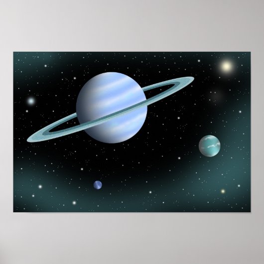 リングで冠された青い惑星。 ポスター (正面)