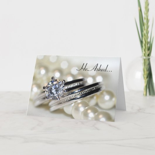 リングとホワイトパールの婚約発表 案内状 (正面)