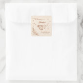 リングと花の手描き ブライダルシャワー スクエアシール (バッグ)