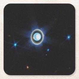 リングと衛星を持つ天王星 JWST画像 スクエアペーパーコースター