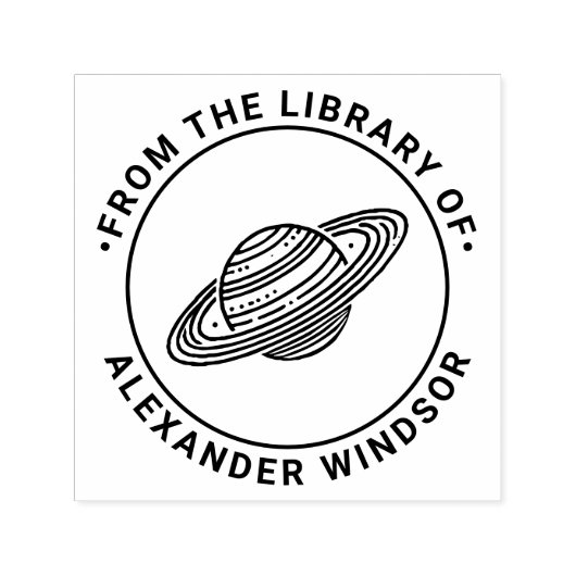 リングのある土星 #4 図書館の本の名前 セルフインキングスタンプ (デザイン)
