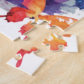 リングのまわりのパステル調の水彩画の蝶 ジグソーパズル (側面)