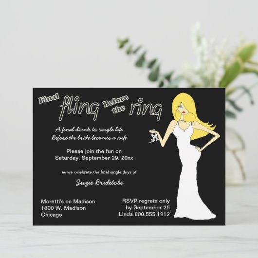 リングのブロンドの髪の花嫁の前の最終的な試み 招待状 (スタンド正面)