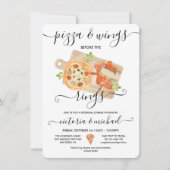 リングの前のピザとウィングリハーサルディナー 招待状 (正面)