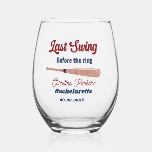 リングの前の一撃 野球 花嫁の最後の独身パーティ ステムなしワイングラス (正面)