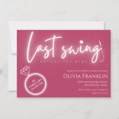 リングの前の最後のスイングブライダルシャワー 招待状 (正面)