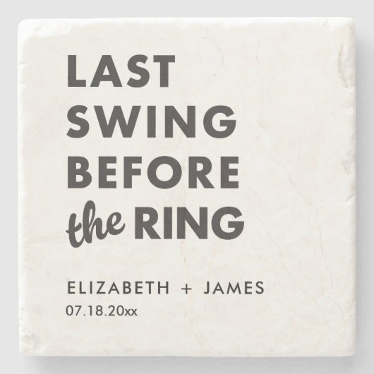 リングの前の最後のスイング ミニマル ストーンコースター (正面)