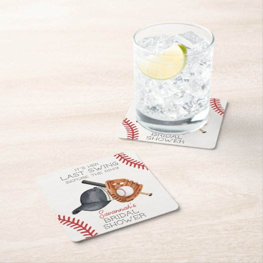 リングの前の最後のスイング！野球のブライズシャワー スクエアペーパーコースター (インサイチュ)