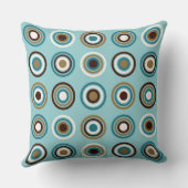 リングの大きいPtnのティール（緑がかった色）のブラウンのクリーム色の金ゴールドの円 クッション (裏面)