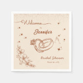 リングや輪およびフローラハンドドローブライダルシャワー スタンダードカクテルナプキン (正面)