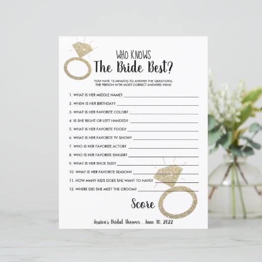 リングや輪きらきら光るブライダルシャワー新婦ゲームを知っている (スタンド正面)