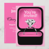 リングや輪きらきら光るボックスブライダルシャワーピンク 招待状 (正面/裏面)