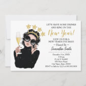 リングや輪とドリンクグリッター 招待状 (正面)