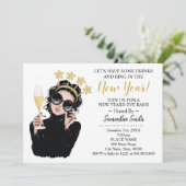 リングや輪とドリンクグリッター 招待状 (スタンド正面)