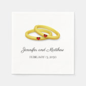 リングや輪とハートパーソナライズされた結婚ズ・ナプキンズ スタンダードカクテルナプキン (正面)