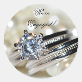 リングや輪とホワイトパール婚約封筒用シール ラウンドシール