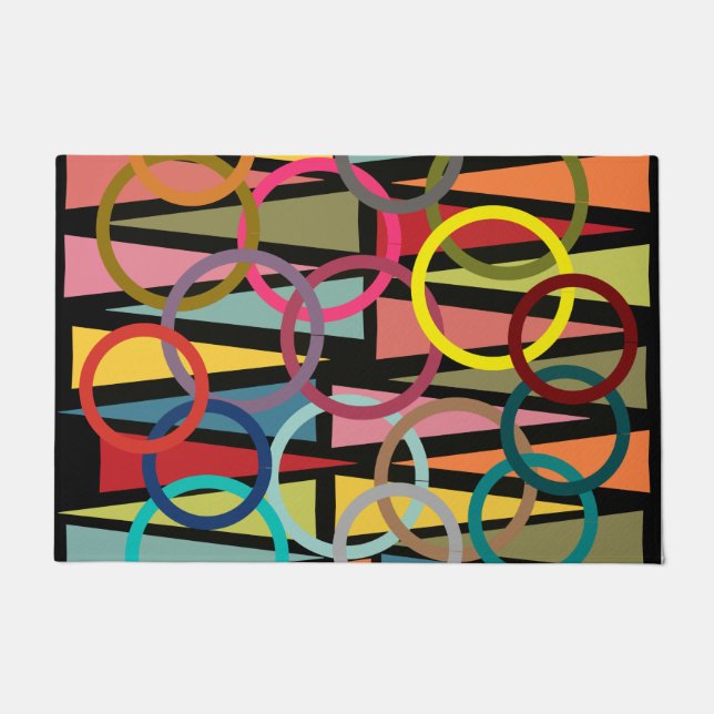 リングや輪と三角形 ドアマット (正面)