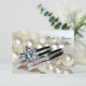 リングや輪と白結婚真珠のフラットサンキューノート 招待状 (スタンド正面)